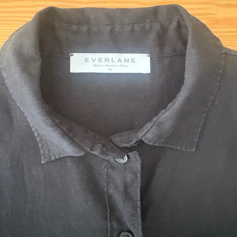 Everlane Black 100% Linen Button Shirt Dress XXS - Picture 10 of 15